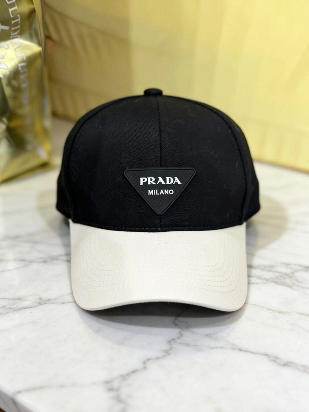 Prada Two Tone Baseball Cap Black